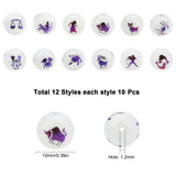 Electroplate Glass Beads, Round with Constellations Pattern, Purple Plated, 10mm, Hole: 1.2mm, 120pcs/box
