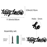 Iron Hanging Decors, Metal Art Wall Decoration, Word happy hour & Beer Cup, for Living Room, Home, Office, Garden, Kitchen, Hotel, Balcony, Matte Gunmetal Color, 100x300x1mm