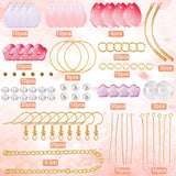DIY Flower Long Dangle Earring Making Kits, Including Flower Petaline Glass Pendant & Beads, Brass Earring Hooks & Cable Chains, 304 Stainless Steel Pendants, Golden