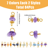 Gemstone Chip Connector Charms, with 304 Stainless Steel Findings, 14mm, Hole: 2.5~3mm, 14 style, 6pcs/style, 84pcs/set