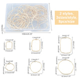 48Pcs 2 Style Alloy Open Back Bezel Pendants, For DIY UV Resin, Epoxy Resin, Pressed Flower Jewelry, Ring & Rectangle, Golden, 8pcs/style