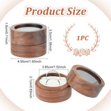 Round Wooden Engagement Ring Boxes, Jewelry Box Storage Case with Clear Window for Couple Rings, White, 4.95x3.5cm