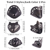 6Pcs 3 Style Alloy Shoes Creases Protector, Iron Toe Cap Covers, Prevent Shoes Crease Indentation Anti-Wrinkle, for High-Heeled Shoes Decorate Accessories, Gunmetal, 24~35x29~37.5x24.5~28mm, Hole: 2~3mm, 2pcs/style