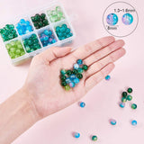 Baking Painted Crackle Glass Beads, Round, Mixed Color, 8mm, Hole: 1.3~1.6mm, about 30pcs/compartments, 240pcs/box