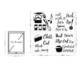 PVC Wall Stickers, for Home Kitchen Decoration, Kitchen Ware, Black, 290x290mm, 4 sheets/set