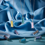 8Pcs 8 Style Alloy & Glass Wish Bottle Pendants, with Mixed Gemstone Chips, Platinum, Column, 35x13.5mm, Hole: 4mm, 1pc/style