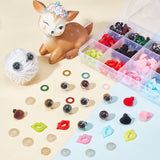 1Box Craft Plastic Doll Eyes & Nose & Lip Set, Doll Making Supplies, Mixed Color, 140pcs/box