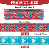 Ethnic style Embroidery Polyester Ribbons, Jacquard Ribbon, Garment Accessories, Floral Pattern, FireBrick, 1-1/4 inch(33mm), about 7.66 Yards(7m)/Roll