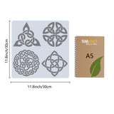 PET Plastic Hollow Out Drawing Painting Stencils Templates, Square, Knot Pattern, 300x300mm