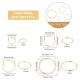 32Pcs 4 Style Alloy Linking Rings, Round Ring, Light Gold, 16~29x16~37x1.5~3mm, Inner Diameter: 13~33mm, 8pcs/style