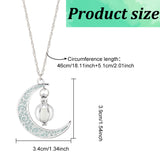 3Pcs 3 Colors Platinum Plated Alloy Crescent Moon Pendant Necklaces Set, Glow in the Dark Synthetic Luminous Stone Jewelry for Women, Mixed Color, 18.11 inch(46cm), 1Pc/color