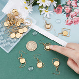 Dangle Earrings DIY Making Kit, Including 20Pcs 304 Stainless Steel Earring Hooks with Flat Round Tay, with 20Pcs Transparent Glass Cabochons, Trangle & Teardrop & Rectangle & Oval & Moon, Golden, Earring Hooks: 20pcs