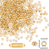 400Pcs 304 Stainless Steel Spacer Beads, Rondelle, Real 24K Gold Plated, 1.5x0.8mm, Hole: 0.8mm