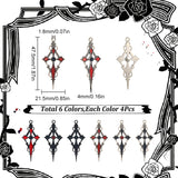 24Pcs 6 Colors Rhinestone Cross Pendatn with Enamel, Alloy Charms, Mixed Color, 47.5x21.5x4mm, Hole: 1.8mm, 4Pcs/color