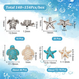 DIY Ocean Theme Beades Jewelry Making Finding Kit, Including Synthetic Turquoise & Alloy Beads, Starfish & Turtle, Mixed Color, 13.5~18x13.5~15x3.5~8mm, Hole: 1~1.5mm, 148~154Pcs/box