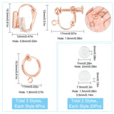 18Pcs 3 Style Brass Clip-on Earring Findings, with 20Pcs Plastic Pads, Rose Gold, 13~15.5x11~17x1.5~7.5mm, 6Pcs/style