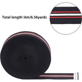 Flat Elastic Rubber Cord/Band, Webbing Garment Sewing Accessories, Black, 25mm, about , 5.5~6m/roll