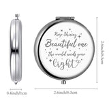 304 Stainless Steel Customization Mirror, Flat Round with Word, Star Pattern, 70x65mm