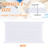 25M Polyester Centipede Ribbon, Clothes Accessories, White, 1/4 inch(7.5mm), about 27.34 Yards(25m)/Card