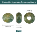 Natural Indian Agate European Beads, Large Hole Hole Beads, Rondelle, 10x4.5mm, Hole: 4mm, 30pcs/box