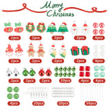 Christmas Day Earring Making Kit, Including Bell & Sock & Wreath & Tree Brass & Resin Pendants, Brass Earring Hooks, Glass Cube & Imitation Pearl Beads, Mixed Color, 122Pcs/box