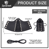 Adjustable PU Leather Cord Bracelet with Wax Cotton Cords, Gauntlet Wristband, Cuff Wrist Guard, Black, 7-1/2 inch(19cm)