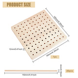 Wood Crochet Blocking Board, with Round Wooden Sticks, Square Pattern, Board: 160x160x12mm, 1pc, Bar: 150x4mm, 20pcs
