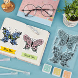 1Pc Carbon Steel Cutting Dies Stencils, for DIY Scrapbooking, Photo Album, Decorative Embossing Paper Card, Stainless Steel Color, with 1Pc Plastic Clear Stamps, Butterfly, Cutting Dies Stencils: 155x104x0.8mm