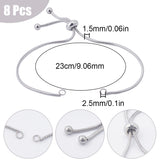 8Pcs Adjustable 304 Stainless Steel Link Bracelet Making, Slider Bracelets, Fit for Connector Charms, Stainless Steel Color, 9 inch(23cm), 1.5mm, Hole: 2.5~3mm