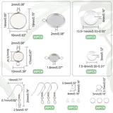 DIY Flat Round Drop Earring Making Kit, Including 304 Stainless Steel Earring Hooks & Cabochon Connector Settings & Jump Rings, Glass Cabochons, Plastic Ear Nuts, Stainless Steel Color, 160pcs/box