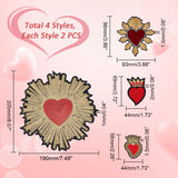 8Pcs 8 Style Computerized Embroidery Cloth Iron on/Sew on Patches, Costume Accessories, Appliques, Mixed Shape, Mixed Color, 58~205x44~190x1~2mm, 2pcs/style