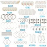 DIY Geometry Earring Making Kits, Including Glass Pearl Beads, Brass Earring Hooks & Links, Shell Pendants, Stainless Steel Stud Earring Findings & Links & Charm, Iron & Alloy Linking Rings, Platinum & Stainless Steel Color, 148pcs/box