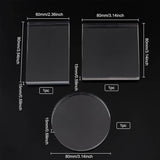 3Pcs 3 Style Transparent Acrylic Display Bases, Square & Flat Round & Rectangle, for Photography Props Decoration, Clear, 60~80x80~90x15mm, 1pc/style