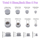 24Pcs 4 Style Silicone Bottle Seal Plug, Reusable Replacement Bottle Stopper, Silver, 9~19x8~11mm, pin: 5~15mm, 6pcs/style