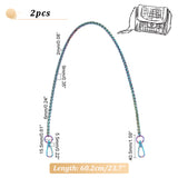 2Pcs Zinc Alloy Wheat Chain Bag Handles, Alloy Swivel Clasp Bag Strap, Rainbow Color, 60.2cm, Link: 9x6x2mm