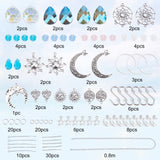 Alloy Moon and Sun Pendant Decoration Making Kits, with 304 Stainless Steel S Hooks & Chains, Glass Bead & Pendants, Brass Jump Rings & Pins, Antique Silver