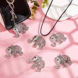 6Pcs Tibetan Style Alloy Rhinestone Big Pendants, Elephant, Antique Silver, 43x51x5.5mm, Hole: 3.5mm