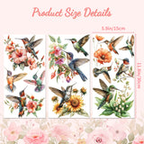 3 Sheets 3 Styles Flower PVC Waterproof Decorative Stickers, Self Adhesive Floral Decals for Furniture Decoration, Hummingbird, 300x150mm, 1 sheet/style