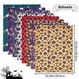 Halloween Printed Polycotton Fabric, for Patchwork, Sewing Tissue to Patchwork, Red, 49.5~50x39.5~40x0.02cm, 8 sheet/set
