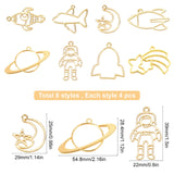 32Pcs 8 Styles Alloy Open Back Bezel Pendants, For DIY UV Resin, Epoxy Resin, Pressed Flower Jewelry, Cadmium Free & Lead Free, Mixed Shapes, Golden, 4pcs/style