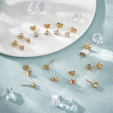 36Pcs 3 Size 304 Stainless Steel Stud Earring Finding, 4 Claw Prong Earring Settings, Real 18K Gold Plated, 5~9mm, Inner Diameter: 4~8mm, Pin: 0.7mm, 12Pcs/size