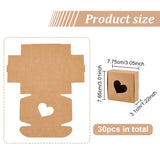 Kraft Paper Box, Square with Heart Pattern, BurlyWood, 7.65x7.75x3.1cm