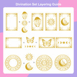 Divination Theme Carbon Steel Hot Foil Plate Metal Dies, for DIY Scrapbooking Embossing, Photo Ablum Craft Making Template, Stainless Steel Color, Mixed Shapes, 115~123x111~126x0.8mm,  2pcs/set