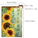 Tinplate Sign Poster, Vertical, for Home Wall Decoration, Rectangle with Word Welcome, Sunflower Pattern, 300x200x0.5mm