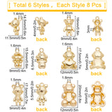48Pcs 6 Style Rack Plating Alloy Pendants, Cadmium Free & Lead Free, Bear, Light Gold, 14.5~20x9~12x3~6.5mm, hole: 1.4~1.8mm, 8pcs/style