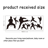 PVC Wall Stickers, for Home Living Room Bedroom Decoration, Black, Kung Fu Pattern, 900x350mm