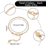 9Pcs 3 Style Brass European Style Bracelet Making, Mixed Color, 3pcs/style