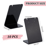 Acrylic Slant Back Earring Display Stands, Jewelry Organizer Holder for Earring Storage, Rectangle, Black, 3.6x5x7.6cm, Hole: 1.6mm
