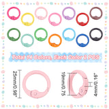 28Pcs 14 Colors Spray Painted Alloy Spring Gate Rings, O Ring, Mixed Color, 25x4mm, 6 Gauge, Hole: 19mm, 2pcs/color