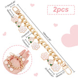 2Pcs Aluminum Curb Chains Purse Strap Extenders, Alloy Enamel Flower Pendant Bag Strap, Colorful, 20.5cm